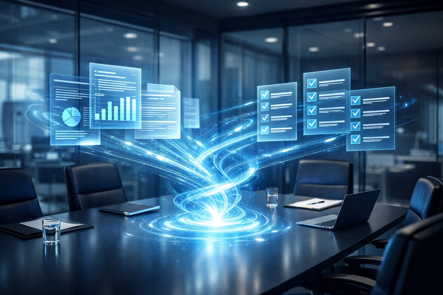 AI technology transforming meeting discussions into digital documents and checklists