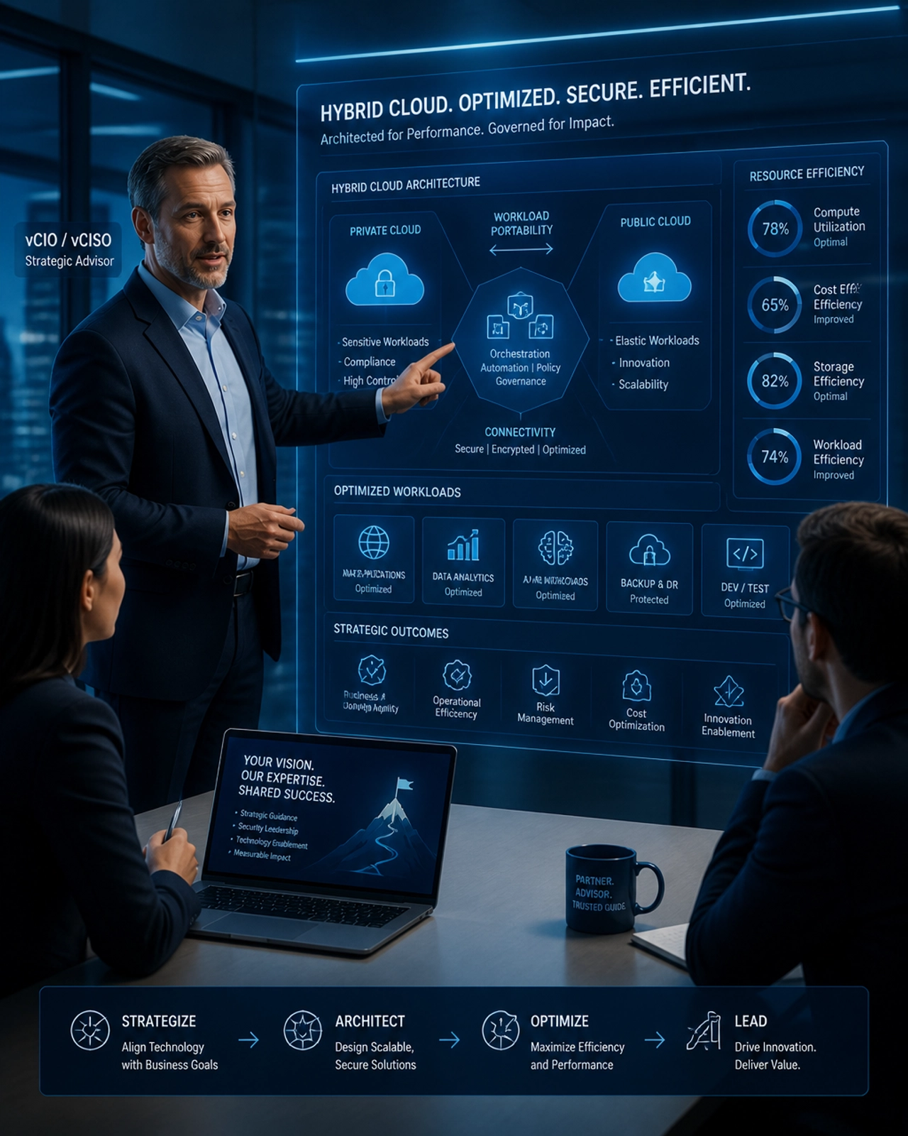 A vCIO guiding a business through hybrid cloud architecture