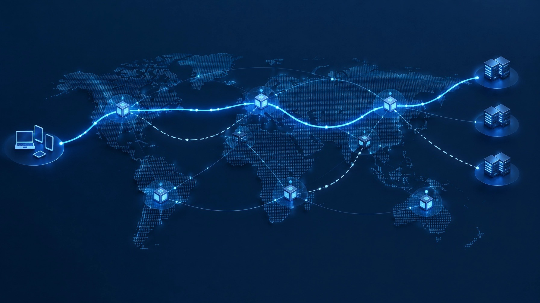 Global content delivery network routing traffic across distributed edge locations
