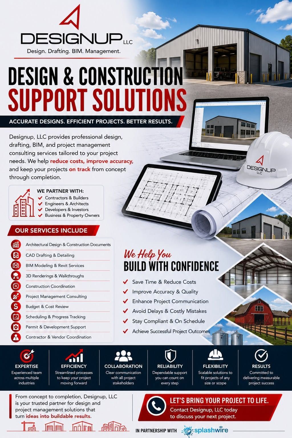 DesignUp construction support services and project capabilities