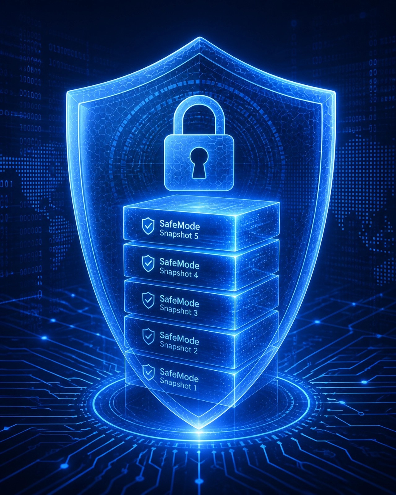 SafeMode immutable snapshots protected behind a digital security shield