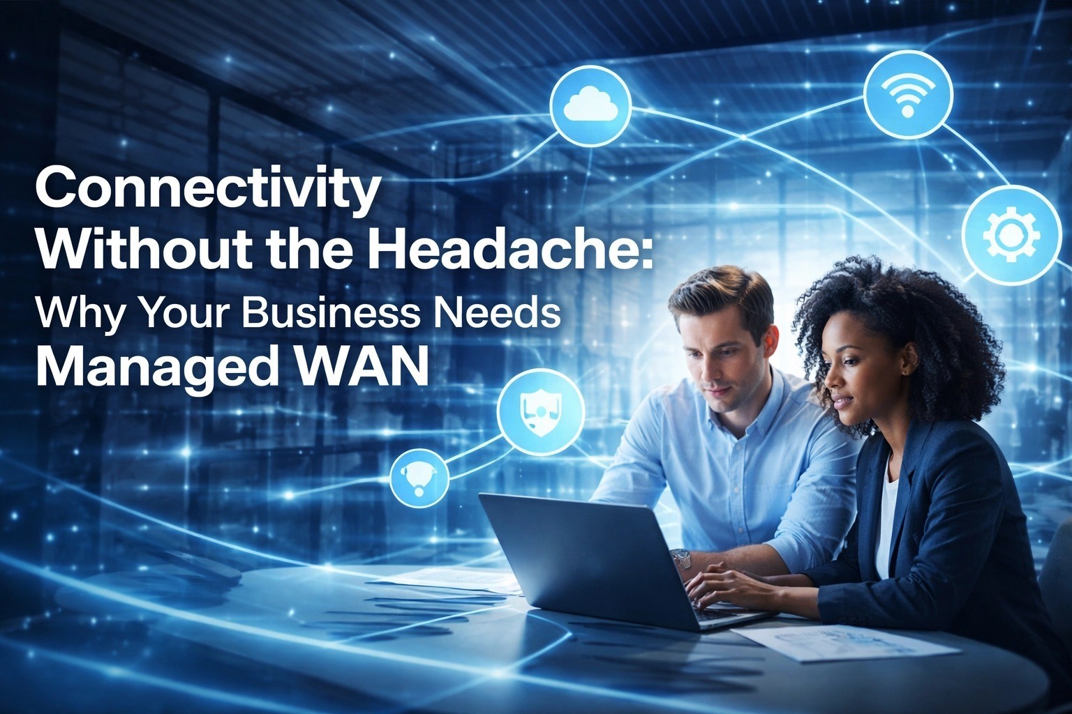 Business team using secure managed connectivity and cloud services